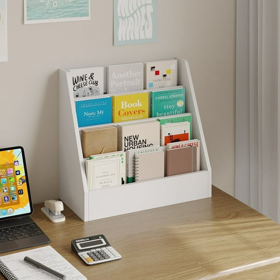 NEWSENDY 5-Tier Bookshelf,Wooden Bookcase,Toddler Book Rack,Magazine Storage & Display Shelf,Book Shelf for Kids Room,Living Room,Nursery,Classroom