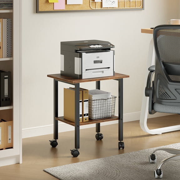 NEWSENDY Mobile 2-Tier Rolling Printer Stand Sturdy Multifunctional Printer Cart for Adults