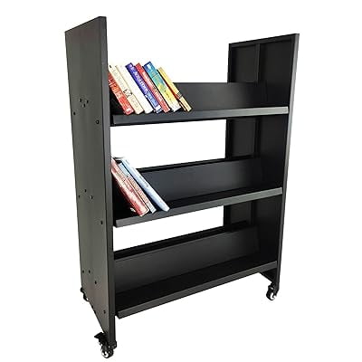 NEWSENDY Slim Rolling Storage Shelf with Guardrails, Open Mobile Display Bookcase, Narrow Organizer Rack for Adults, Ideal for Home Office, Living Room & Bathroom