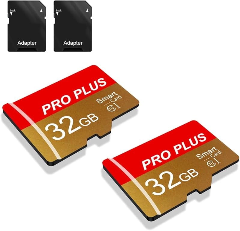 NEWSTIOR 2 Pack TF Card 32GB with Adapter, High Speed Memory Card, UHS-I C10 A1 Memory TF Card for Tablet/Mobile Phone/Camera/Car Audio/Game Console (Red Gold 32GB)