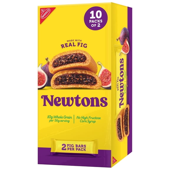 NEWTONS Soft Baked Real Fruit Fig Bars, Fig Cookies, 10 Snack Packs (2 Cookies Per Pack)