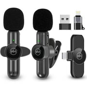 NEWWARE 2 Pack Wireless Lavalier Microphones for Android/iPhone/Computer/Laptop,USB-C to USB Adaptor & Lightning Port,12H for 1 Person Use,Clip on Lapel Mic for Video Recording Vlogging Podcast Tiktok