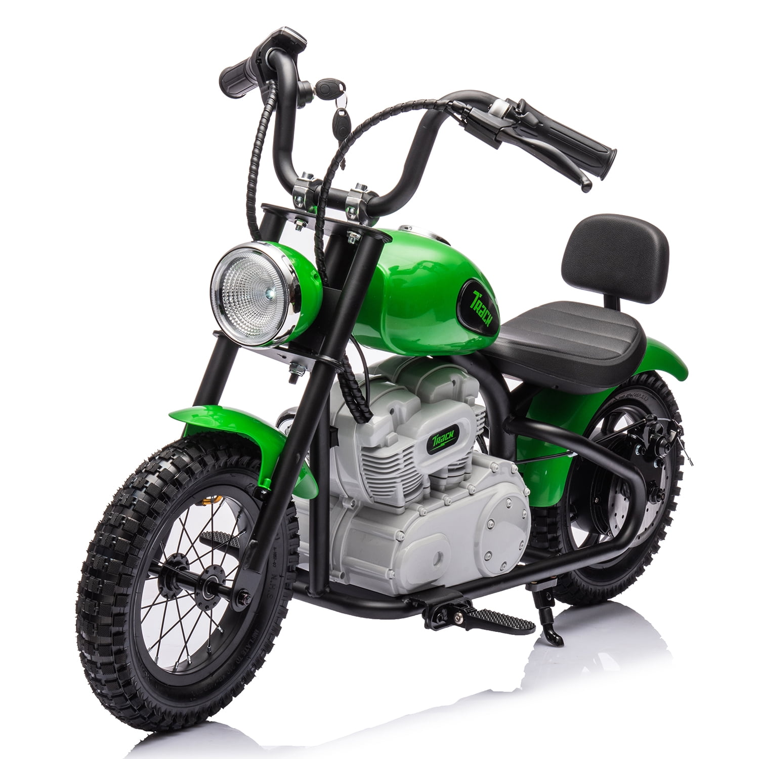 NEWWARE 24V Electric Dirt Bike for kids, 250W Ride on Motorcycle with Twist Grip Throttle, Hand-Operated Brakes, Key Start, Off-Road Motocross Speed Up to 10 MPH, Age 8+, Green