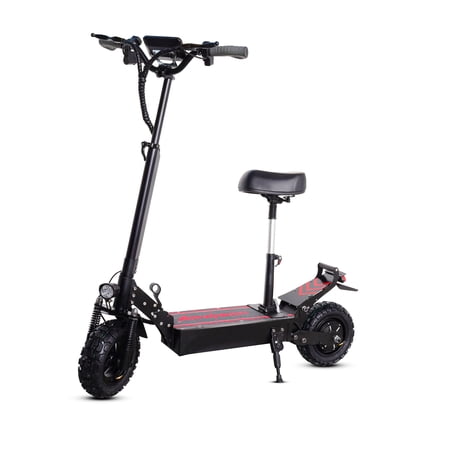 NEWWARE Electric Scooter with Seat, Up to 38 MPH & 20-30 Miles, 2500W 52V 18AH, 11'' Vacuum Off-Road Tire, Hydraulic Disc Braking, Adjustable Height