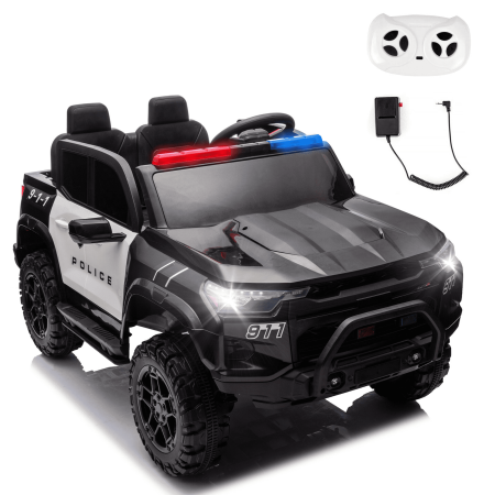 NEWWARE Kids Electric Ride on Car 2-Seater Pickup, 24V Battery Powered Vehicle with Parent Remote Control, Spring Suspension, Storage, Music, Lights, Double Open Doors for Boys Girls Aged 3+, Black