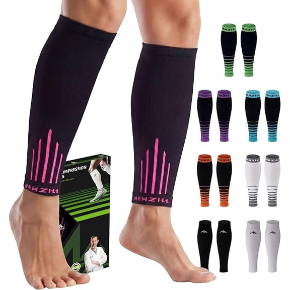 Newzill Compression Calf Sleeves 20-30mmHg for Men & Women, Running, Travel, Nursing, Pain Relief & Recovery