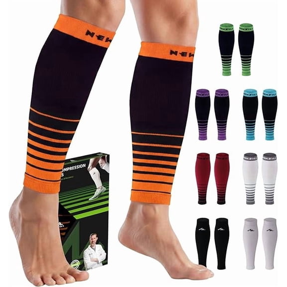 NEWZILL Compression Calf Sleeves (20-30mmHg) for Men & Women - Ideal Alternative to Compression Socks for Running, Travel, Nursing - Perfect Calf Support for Pain Relief & Recovery