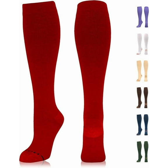 NEWZILL Compression Dress Sock (15-20mmHg) for Men & Women - Cotton Rich Comfortable Socks - BEST Stockings for Business Casual, Running, Medical, Athletic, Edema, Diabetic (L/XL, Red)