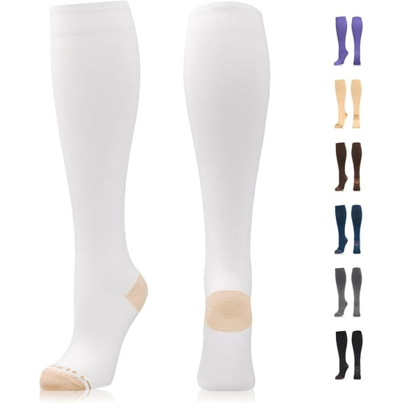 NEWZILL Compression Dress Socks 15-20mmHg - Comfortable Cotton Rich Stockings with Copper, Ideal for Men & Women Running and Daily Wear