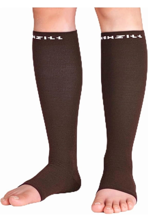 Compression Socks for Men & Women - 20mmHg Graduated Circulation Support, Open Toe, Cotton Blend, Ideal for Nurses