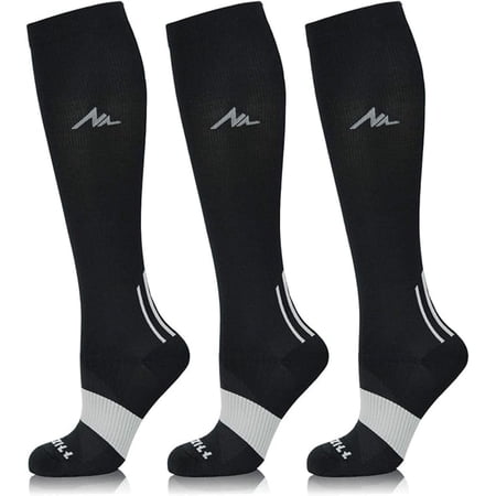 Newzill Compression Socks for Women & Men, 20-30 mmHg Circulation Support, Black, Large/X-Large, 3 Pairs