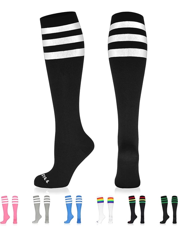 Medical Compression Socks for Women and Men Circulation 20-30 mmHg Best Compression Stockings for Running Athletic Travel Flight Nurses Black/Green