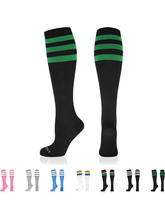 Medical Compression Socks for Women and Men Circulation 20-30 mmHg Best Compression Stockings for Running Athletic Travel Flight Nurses Black/Green