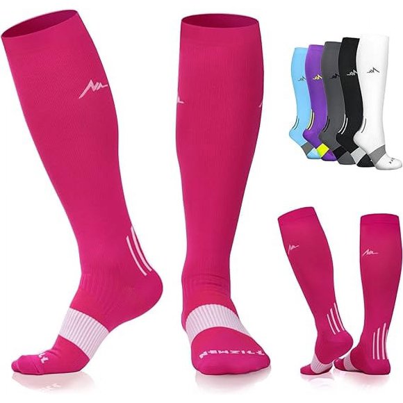 NEWZILL Medical Compression Socks for Women & Men Circulation 20-30 mmHg （Graduated Medical Compression）, Best for Running Athletic Hiking Travel Flight Nurses （Small/Medium）