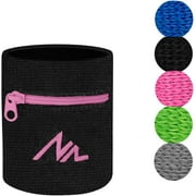 NEWZILL Wrist Wallet (Wristband) with Zipper - Cotton sweatbands for men & women. Ideal for running, walking, basketball, football, tennis, hiking, workouts, and more. （Short）