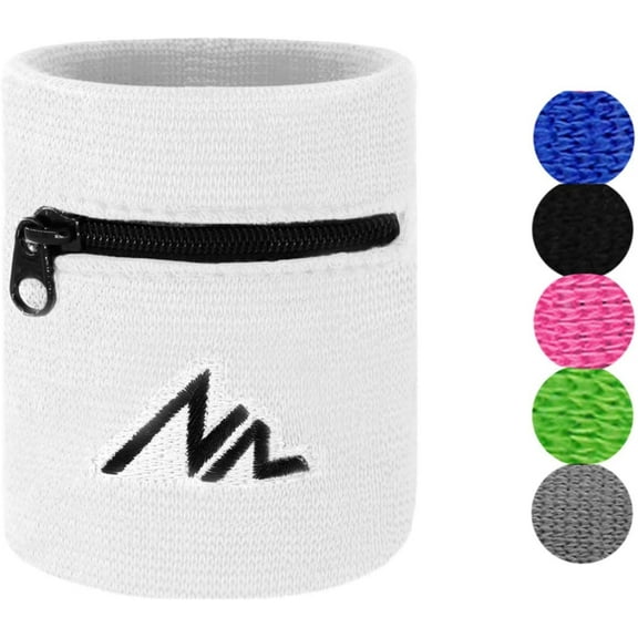 NEWZILL Wrist Wallet (Wristband) with Zipper - Cotton sweatbands for men & women. Ideal for running, walking, basketball, football, tennis, hiking, workouts, and more.