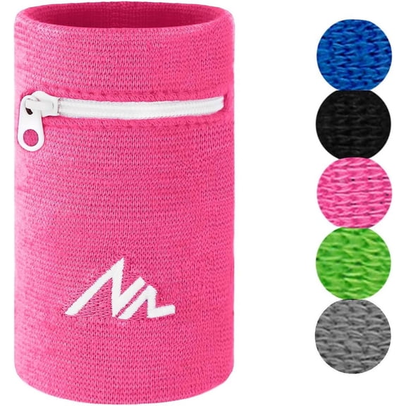 NEWZILL Wrist Wallet (Wristband) with Zipper - Cotton sweatbands for men & women. Ideal for running, walking, basketball, football, tennis, hiking, workouts, and more.