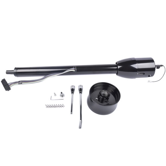 NEWZQ 30" Tilt Steering Column with 9 Bolt Style Wheel Adapter No Key for Manual Transmission Black