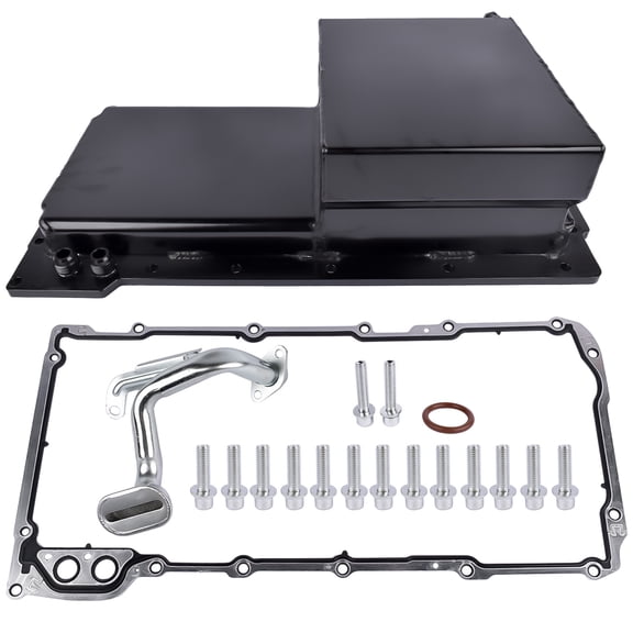 NEWZQ Black Front Sump Oil Pan Kit for GM LS1 LS2 LS3 LS6 4.8L 5.3L 5.7L 6.0L 6.2L Engines 7-Quarts 81004-BK-F