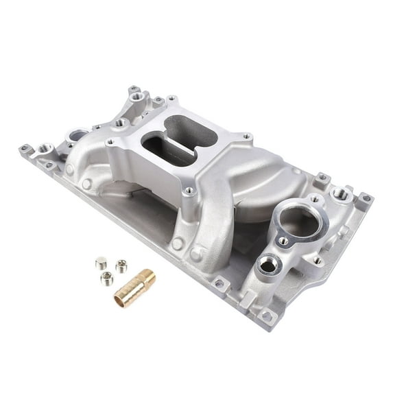 NEWZQ Dual Plane Engine Intake Manifold PC22028 Fits Select: 1996-Up Vortec Engines Silver 1Pc