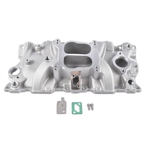 NEWZQ Front 2104 Engine Intake Manifold for Small Block Chevy 262 - 400 V8 1987-1995 Silver 1Pc