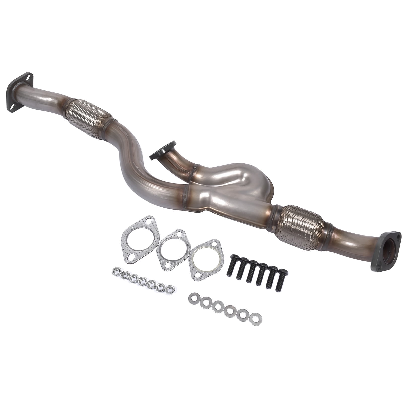 NEWZQ Front Exhaust Pipe for Hyundai Tucson Kia Sportage Sport Utility 2.7L V6 2005-2008 Silver 1Pc