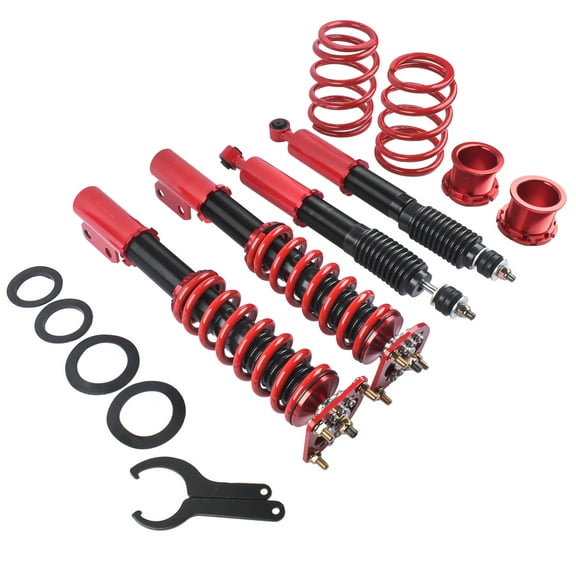 NEWZQ Front Rear Coilover Spring and Shock Assembly for Ford Mustang Convertible 1994-2004 Red 4Pcs