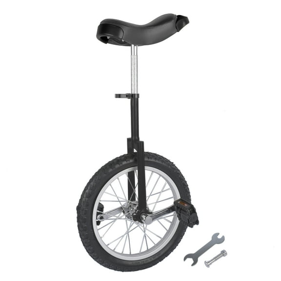 NEWZQ Height Adjustable Unicycle, 16 Inch Wheel Monocycle for Balance Exercise, Easy Assembly Singe Wheel Cycle for Circus Performance, Outdoor Fitness (Black)