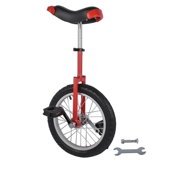 NEWZQ Height Adjustable Unicycle, 16 Inch Wheel Monocycle for Balance Exercise, Circus Performance, Outdoor Fitness (Red)