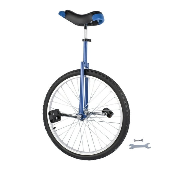 NEWZQ Height Adjustable Unicycle, 24 Inch Wheel Monocycle for Balance Exercise, Easy Assembly Singe Wheel Cycle for Circus Performance, Outdoor Fitness (Blue)