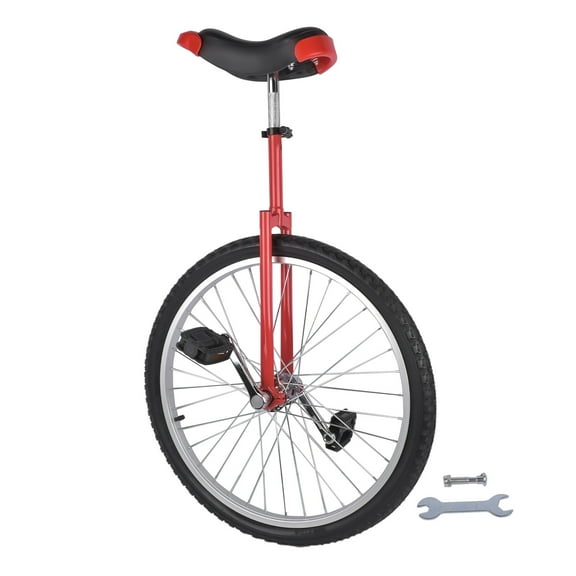 NEWZQ Height Adjustable Unicycle, 24 Inch Wheel Monocycle for Balance Exercise, Easy Assembly Singe Wheel Cycle for Circus Performance, Outdoor Fitness (Red)