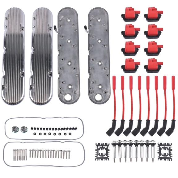 NEWZQ Polished Engine Valve Cover w/ Mounting Hardware for Chevy GM LS Engine LS1 LS2 LS3 LS6 LS7