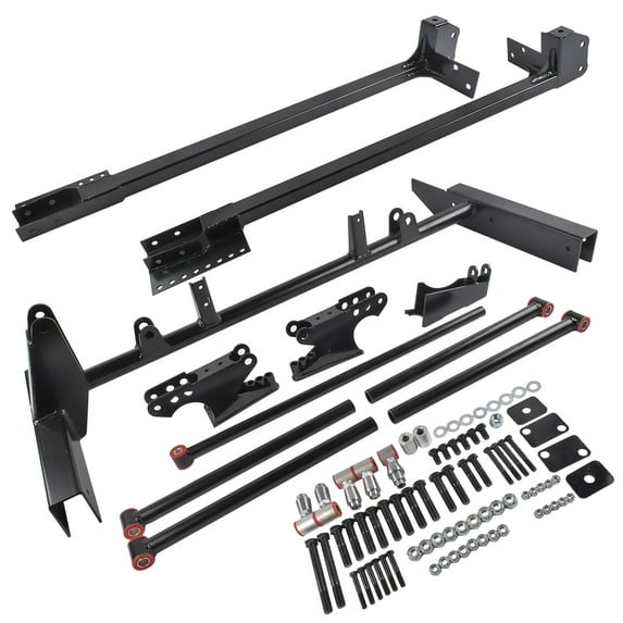 NEWZQ Rear Parallel 4-Link Kit with Subframe Connectors For 1962-1967 Chevrolet Chevy II Nova Black