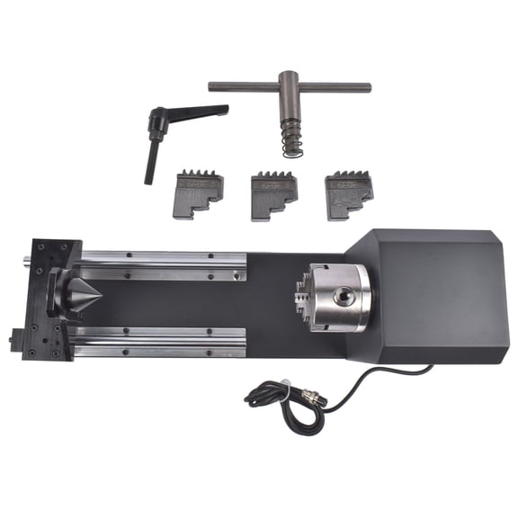 NEWZQ Rotary Axis w/ 3-Jaw Chuck 2-Phase Stepper Motor for 60W 80W 100W CO2 Engraver Steel Aluminum