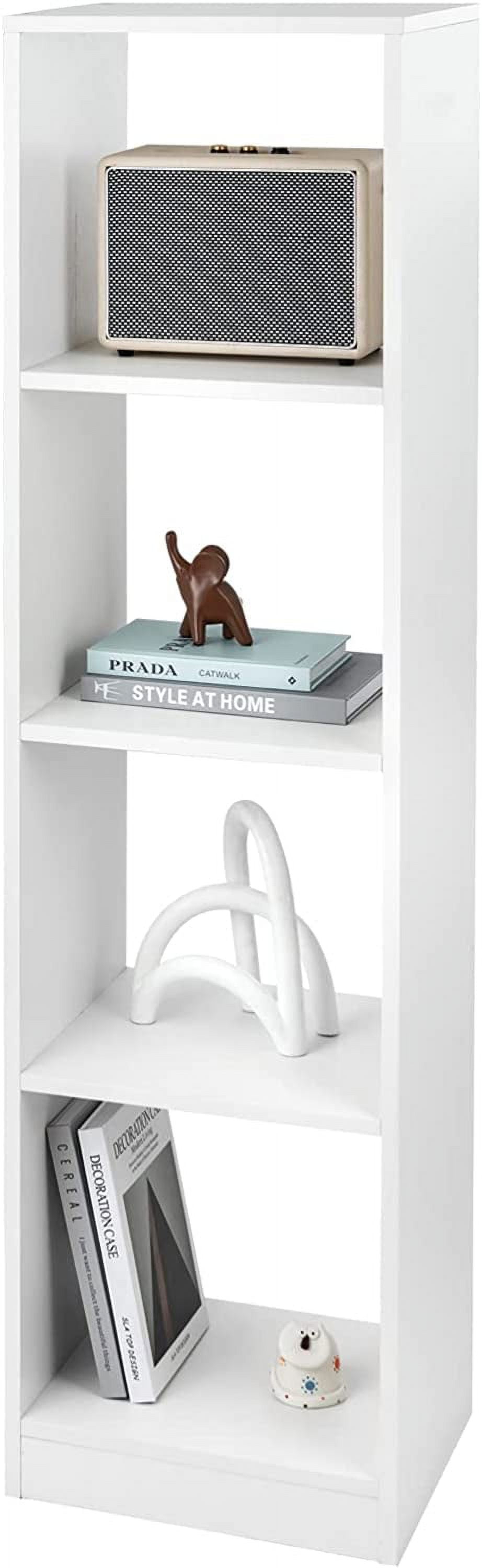 NEWto 4 Cube Vertical Bookcase, 56” Tall Narrow Freestanding Bookshelf with Anti-toppling Fittings, 5-Tier Cube Storage Organizer Display Shelf for Living Room, Study or Bedroom (1, White)