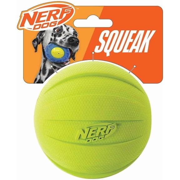 NEWto Rubber Ball Dog Toy with Squeaker, Lightweight, Durable and Water Resistant, 4 Inch Diameter for Medium/Large Breeds, Single Unit, Green