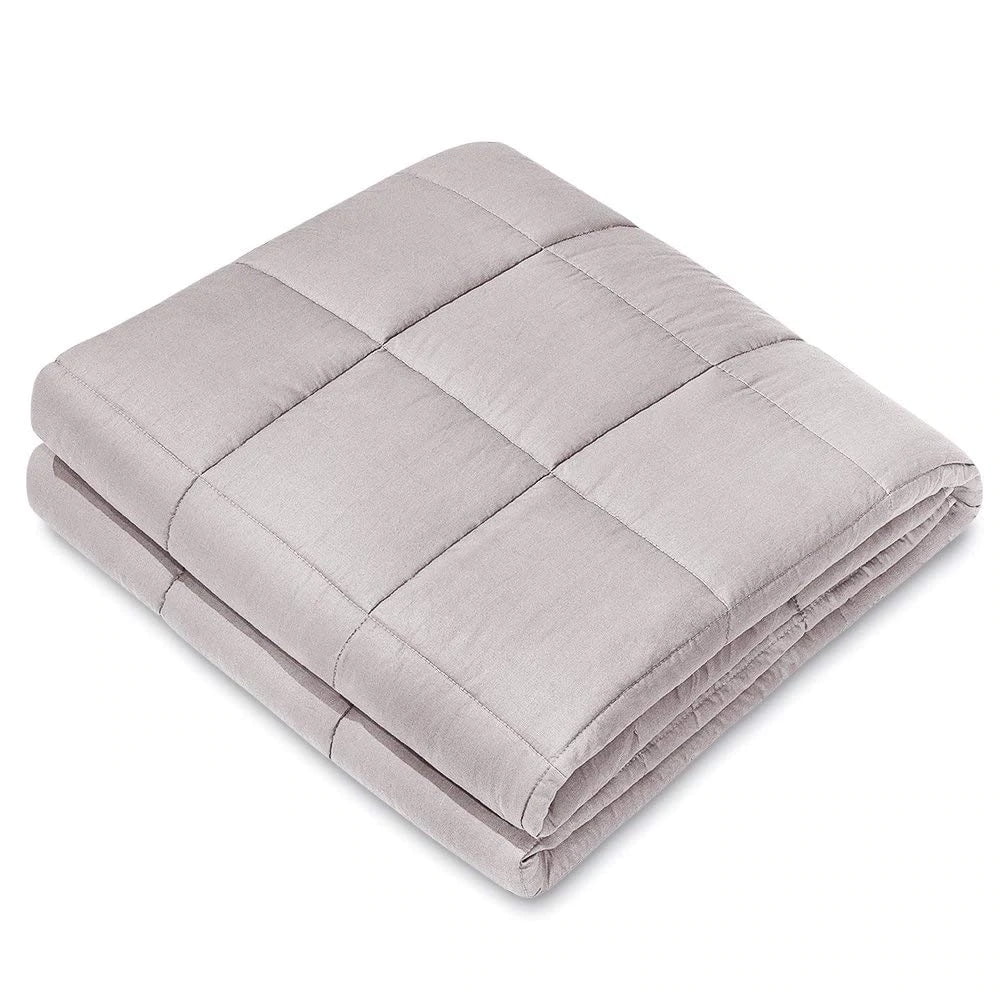 Light Gray Queen Cotton Weighted Blanket, 20 lbs