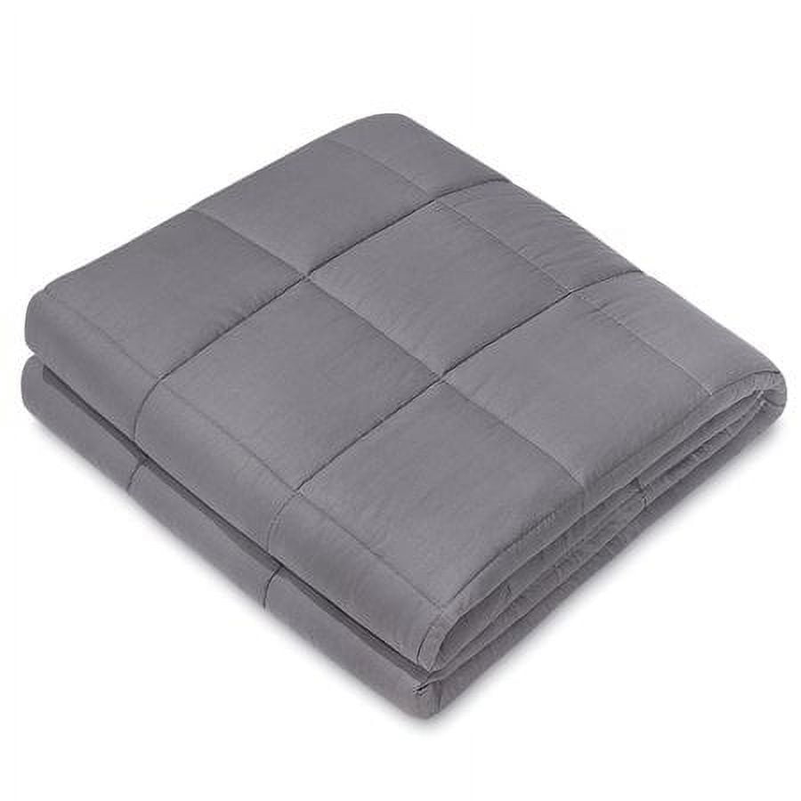 Charcoal Gray Cotton Weighted Blanket with Glass Microbeads, 15 lbs