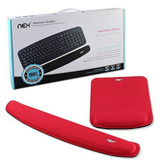 NEX Ergonomic Mouse Pad with Wrist Support, Memory Foam Keyboard Wrist Rest for Computer, Red (NX-PAD006)