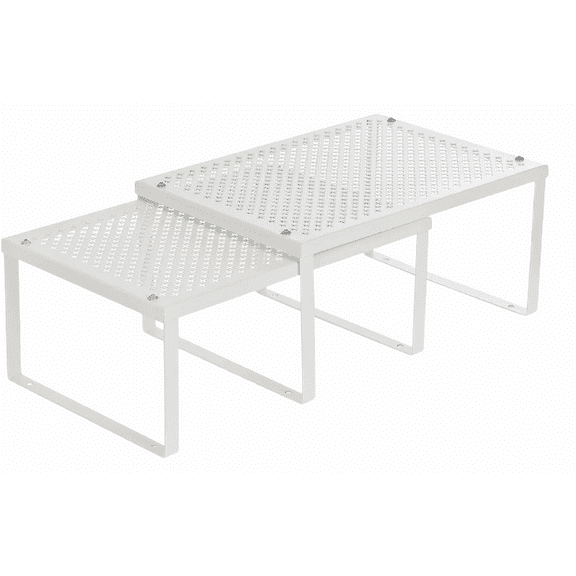 NEX Expandable Stackable Counter Cabinet Shelf Organizer, White, 2 Count