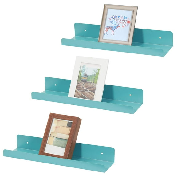 NEX Floating Shelves Wall Mounted Shelf Picture Ledges, Metal, Set of 3 Blue (NX-HK140-23)