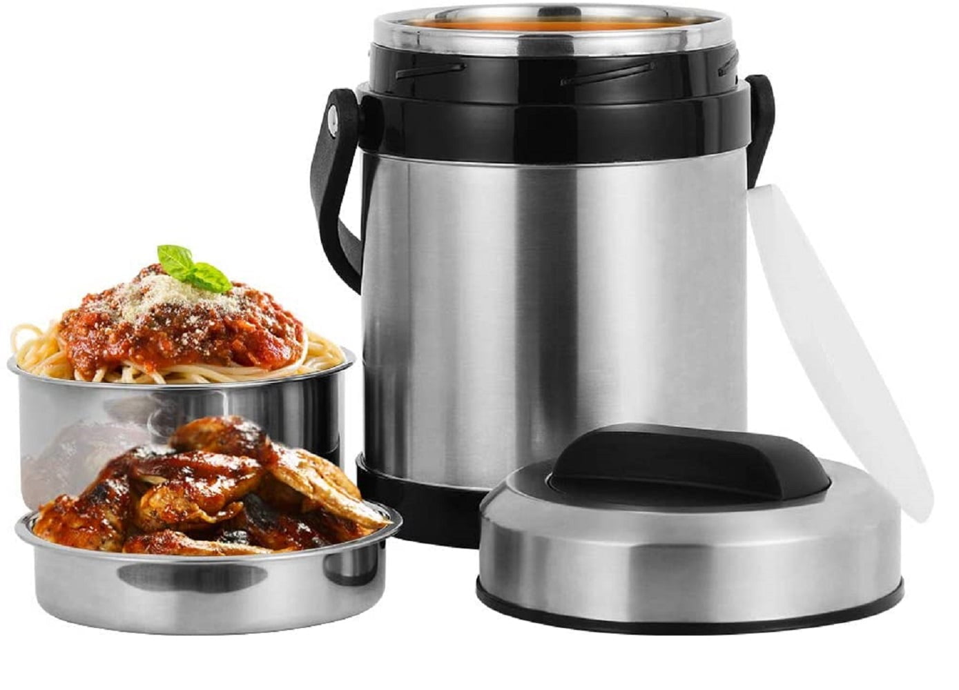 NEX Food Jar 75Ounce Wide Mouth Stainless Steel Vacuum Insulated Lunch Thermos Silver