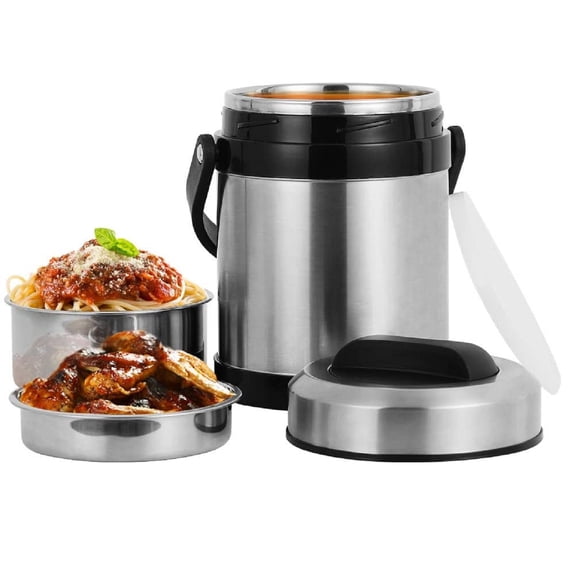 NEX Food Jar 75Ounce Wide Mouth Stainless Steel Vacuum Insulated Lunch Thermos Silver