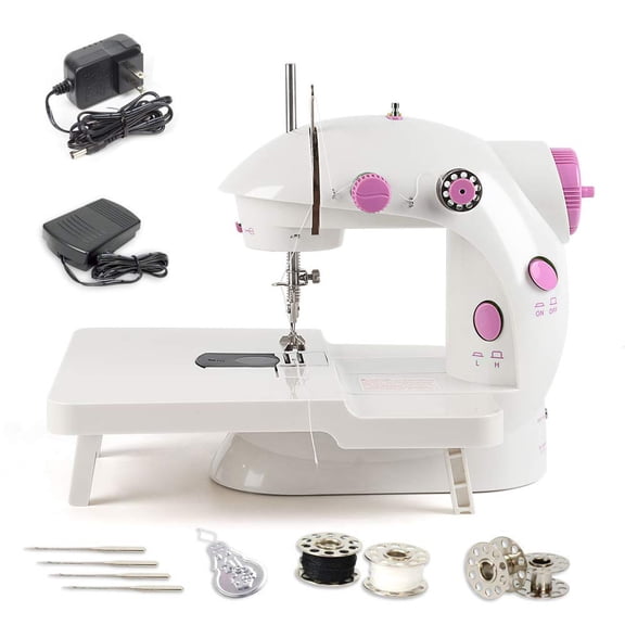 NEX Portable Embroidery Mini Sewing Machine Double Speed with Extension Table Foot Pedal (NX-BSM202A)