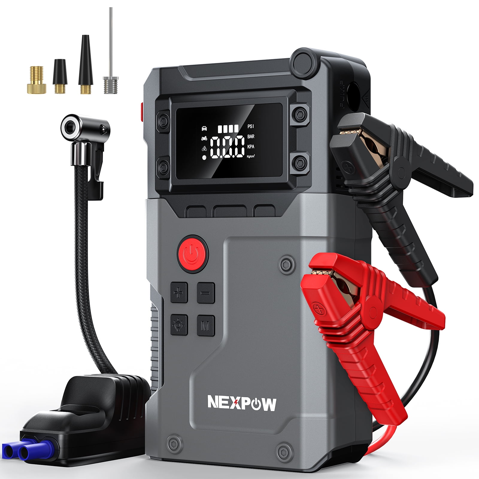 NEXPOW 3500A Car Jump Starter with Air Compressor, 12V Portable Battery Booster (9.0 Gas/8.0L Diesel) with Emengency LED Light, 150PSI Air Pump for Cars