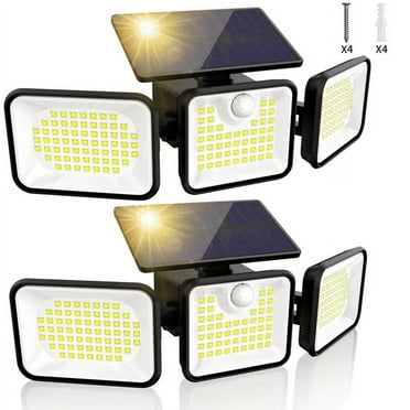 SUNOYAR Solar Lights Outdoor, 2500LM 3 Heads Motion Sensor Lights, IP65 Waterproof, 270° Wide Angle Solar Powered Security Lights for Garage Yard(2packs)