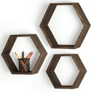 NEX Rustic 3 x 15 Dark Brown Floating Shelf Set of 3