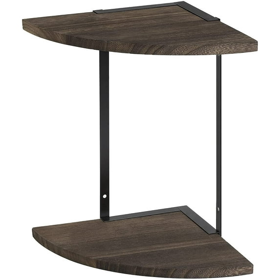 NEX Rustic 9" x 15" 2-Tier Brown Floating Corner Shelf