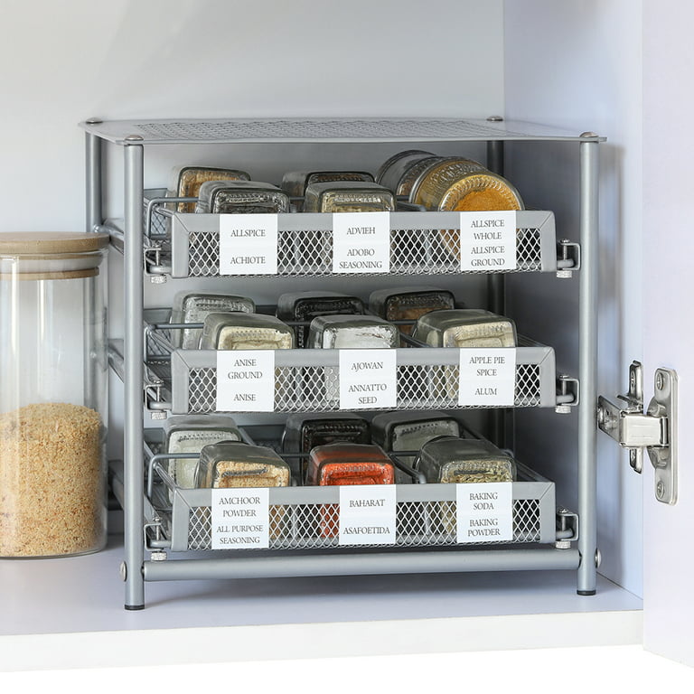 NEX Spice Rack 3 Tier 18 Bottle Spice Drawer Organizer Pantry Kitchen  Cabinet 