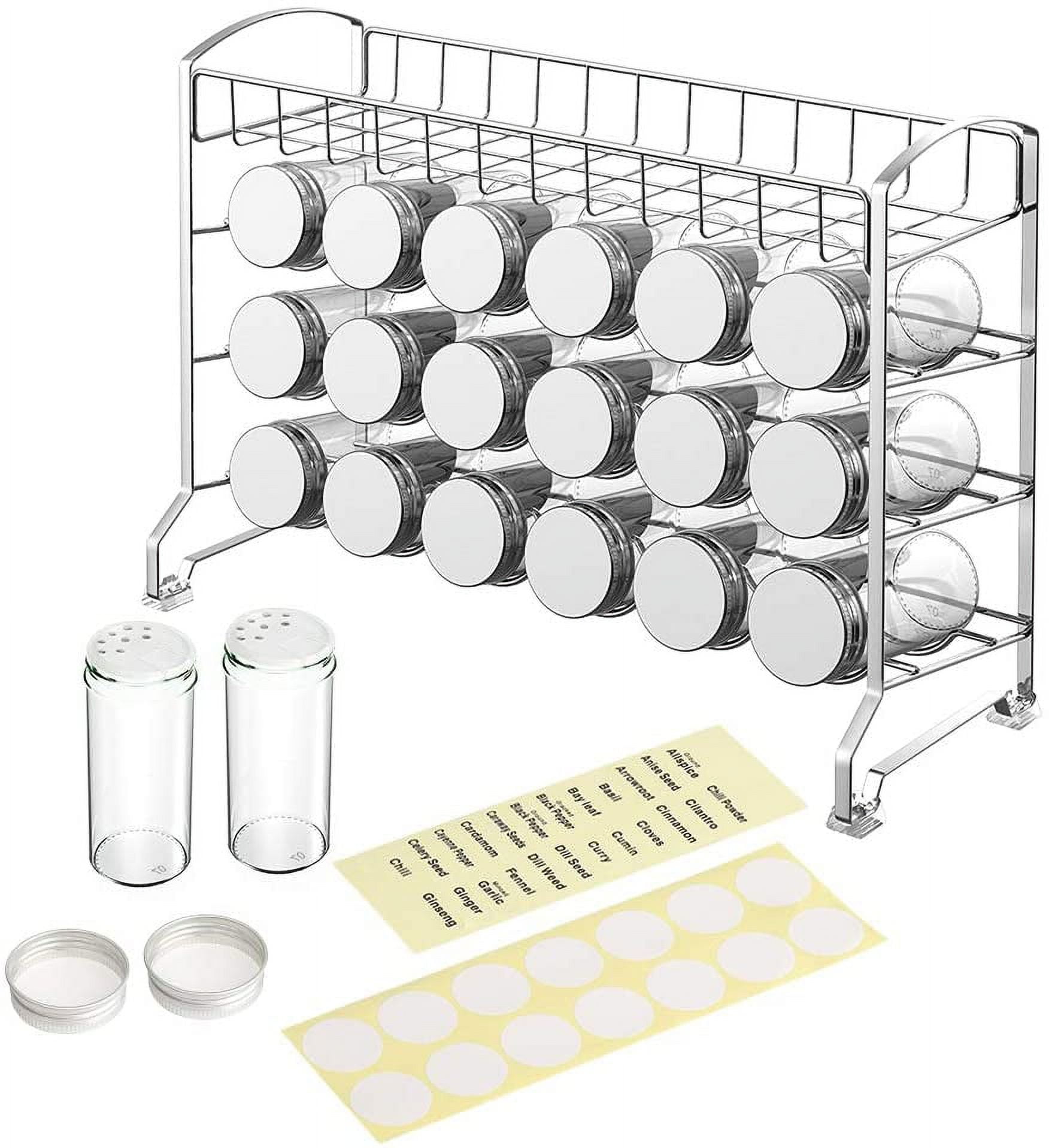 NEX Spice Rack Stand with 18 Empty Jars Labels and Basket Chrome Walmart
